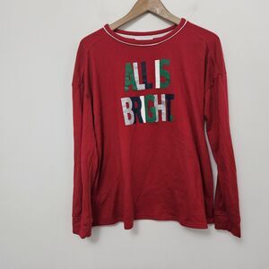 SECRET TREASURES Women's Red Crew Neck Christmas Lightweight Soft Sweater Size L